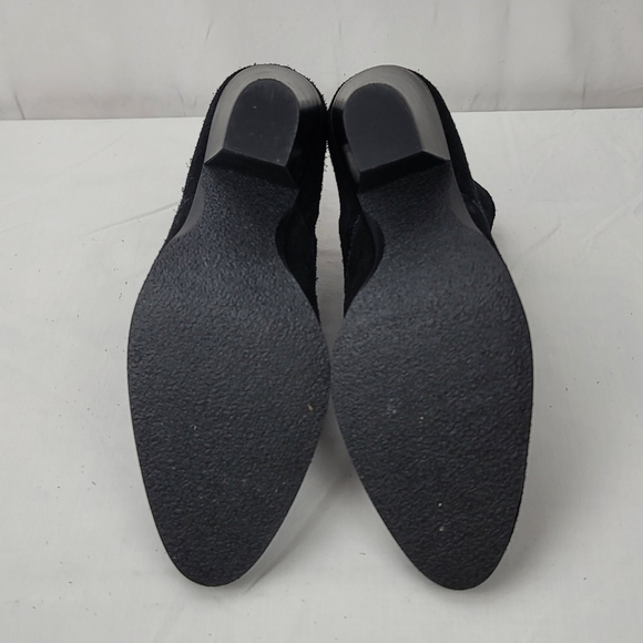 Tesori Black Suede Leather Block Heels Annkle Boots size 7.5 - Picture 6 of 7